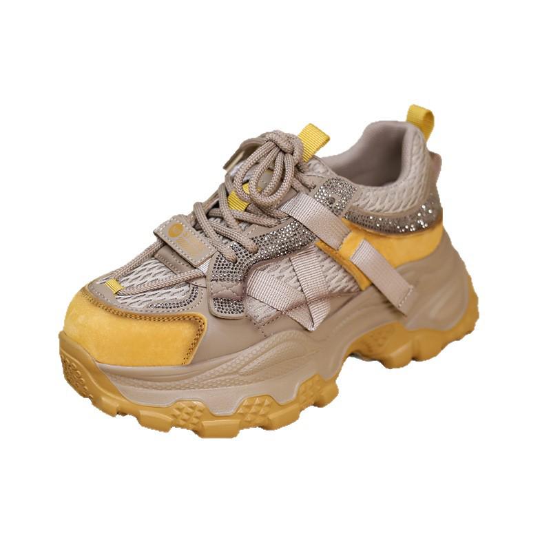 2025 Women's Autumn Dad Shoes - Stylish, Height-Increasing, Elegant European Design with Rhinestone Details