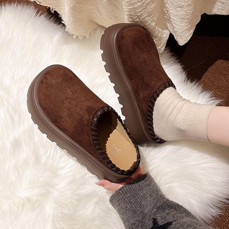 Muffin Thick-soled Heightening Boken Shoes Bag Head Half Slippers Women's 2025 Autumn New Wear One-pedal Boken Slippers