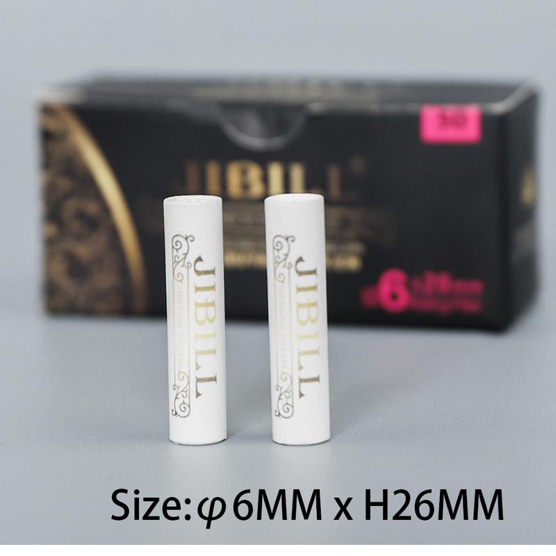 50pcs 6X26MM Activated Carbon Filter with Both Ceramic Caps Smoking Pipe Extra Slim 6MM Activated Charcoal Filters