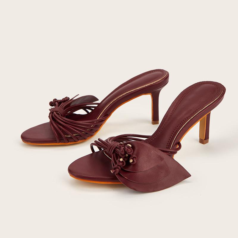 Fashion Bohemian Style Fashion Flowers Decor Women Slippers Sandals Summer High Heels Mules Slides Casual Outdoor Beach Flip Flop Shoes