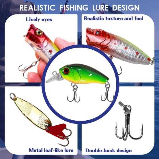 Fishing Advent Calendar 2025 for Men 24 Days Christmas Countdown with 24 Fishing Lures Baits Set Xmas Gift for Dad Boyfriend Fishermen