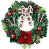 Christmas Decorations Set: LED String Lights Red Poinsettia Flowers Wreath Door Hanging Home Festive Interior