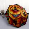Chow Chow Muster, automatischer Regenschirm, tragbares und faltbares Design, 8 Rippen, ein Weihnachts- oder Geburtstagsgeschenk.