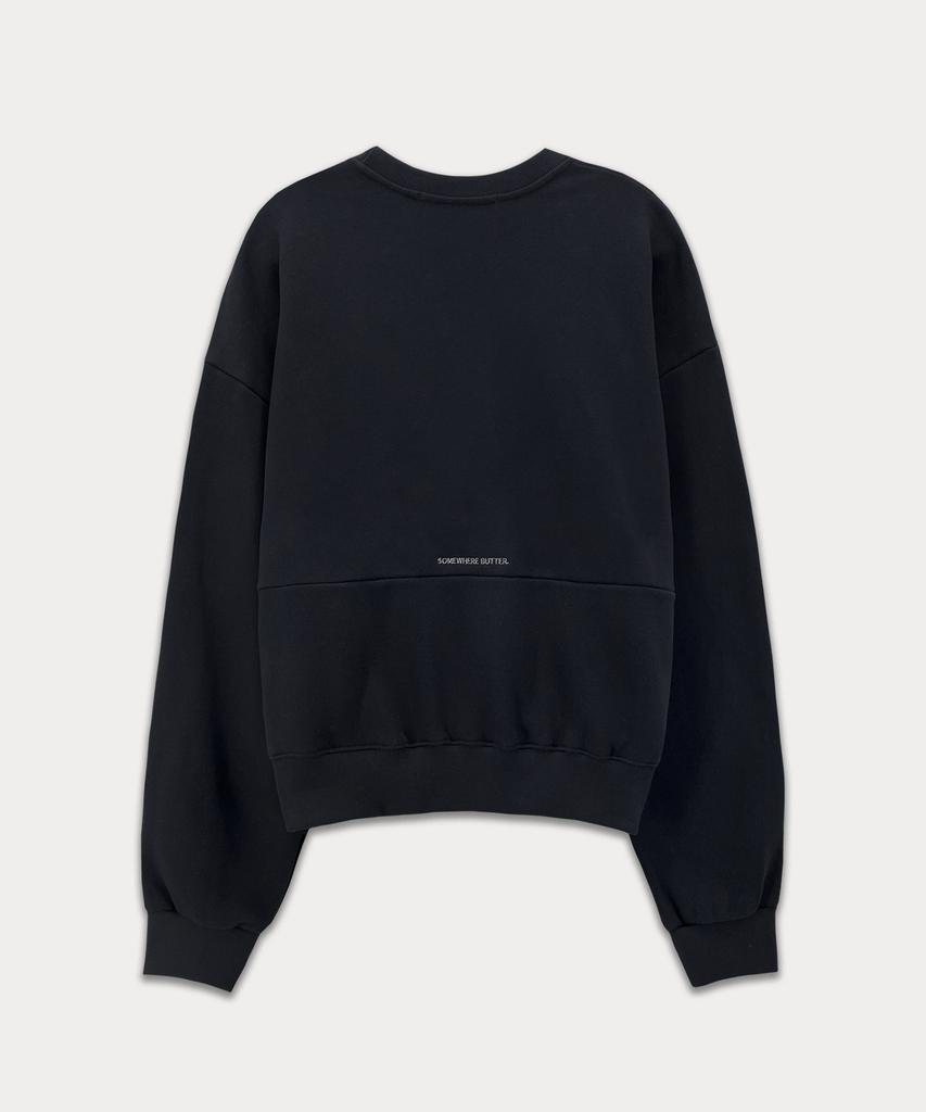 Sseomweeobeoteo Check Wave Logo Sweatshirt - Navy