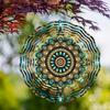 Metal Wind Spinner Autumn Flower Mandala Design in Teal Gold Brown for Garden Patio Balcony Decor All Season Outdoor Wind Chime