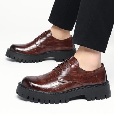Fashion British Style Thick Soled Oxford Shoes Men's Fashionable Lace Up Business Formal Lace Up Leather Shoes Autumn Derby Casual Shoes