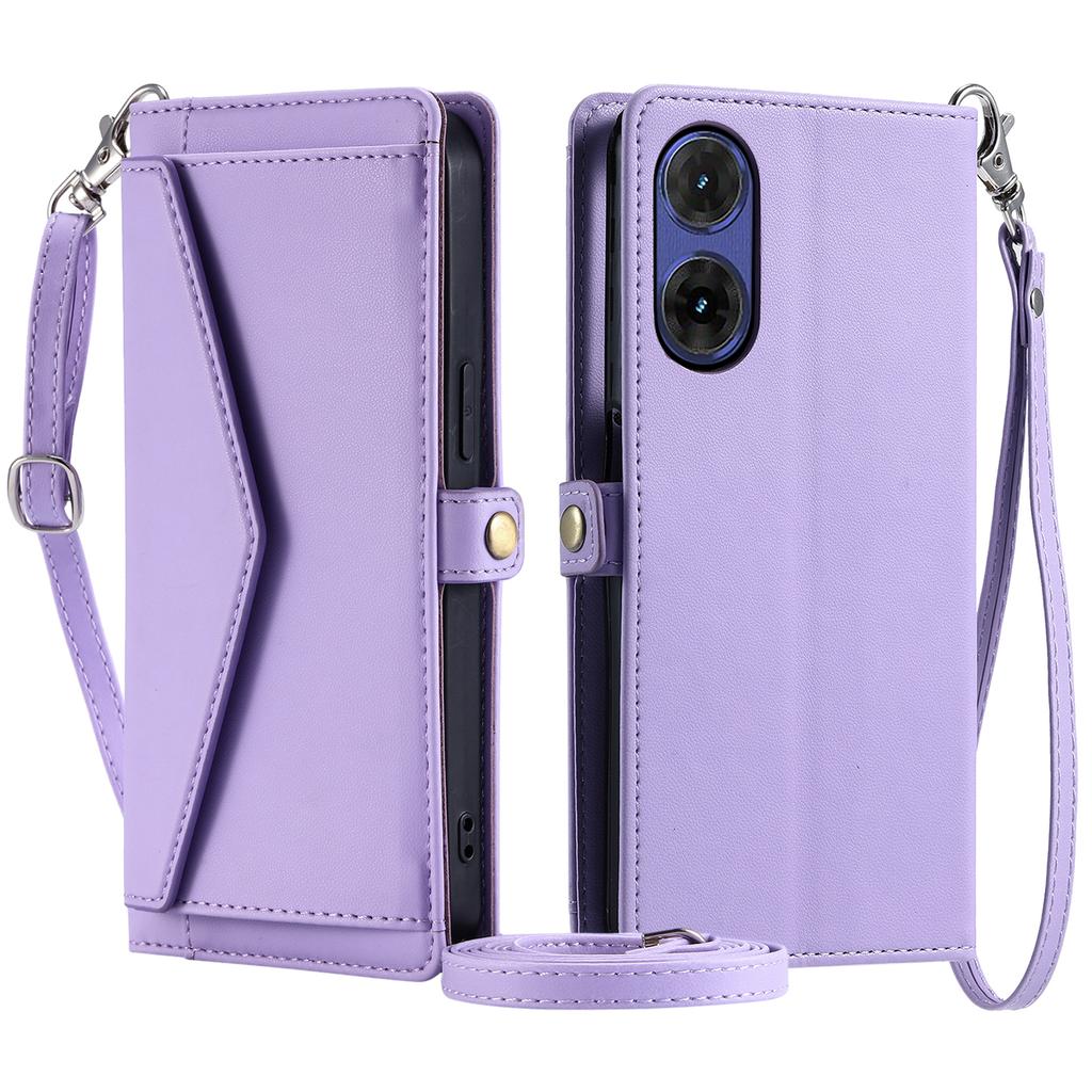 Für Motorola Moto G85 5G Lederhülle Brieftasche Ständer Handyhülle mit Riemen