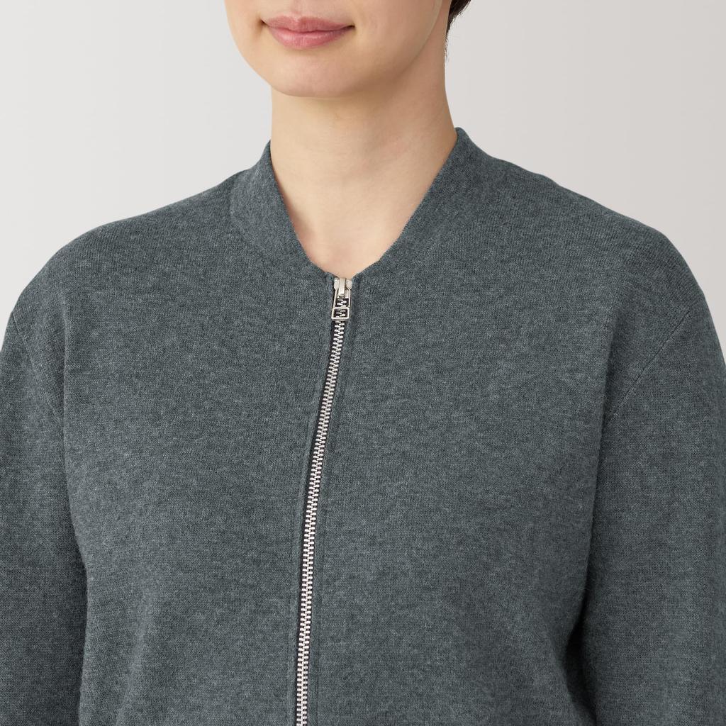 MUJI Women's Milan Rib Knit Blouson, BA1P0A4A, Dark Gray, Size S