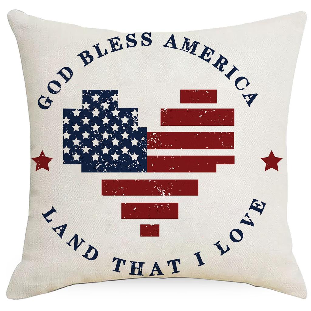 Pillow Pillowcase Red and Blue Striped Letters Color Printed Sofa Square Pillowcase Without Core