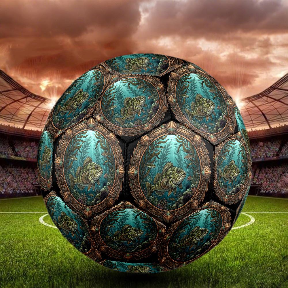 Underwater Marine Life Scene Round Football Size 5 Adult Ball Suitable for Training Matches and Outdoor Team.