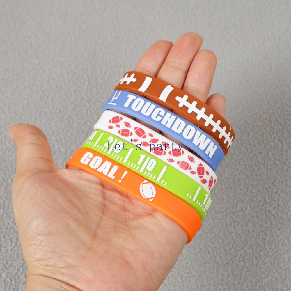 10Pz Braccialetti in Silicone a Tema Porta da Rugby Sportiva Braccialetto per Squadra di Gioco per Bambini Festa di Compleanno Ragazzo Gadget Borsa Regalo Riempimento Pignatta