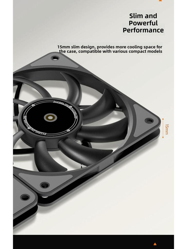 Lengshuo HF12015 120mm PC Case Cooling Fan, FDB Bearing, 15mm Thick, Silent ARGB with Temperature Control
