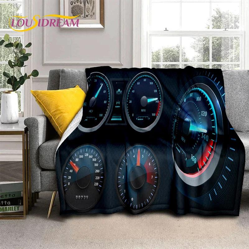 3D Car Dashboard Machine Control Screen Racing Soft Flannel Blanket for Beds Bedroom Sofa,Throw Blanket for Outdoor Leisure Nap