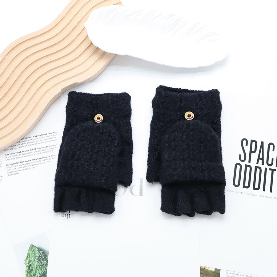 Zimní bezprsté rukavice s odklápěcím vrškem v korejském stylu - Unisex, kreslený design, kompatibilní s dotykovou obrazovkou, ideální pro psaní a ťukání