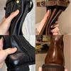 Cowhide version, the same washed horse leather, round head, thick heel, thick bottom, heightened legs, straight long knight boots for women