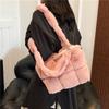 Women Plush Shoulder Bag Fashion Tote Bag Large Capacity Fuzzy Top Handle Bag Solid Color Slouchy Hobo Bag Daily Commuting Bag