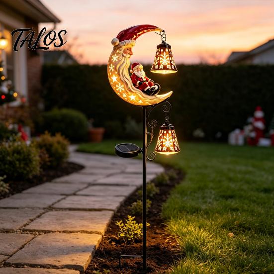 Easy Installation Outdoor Lighting Solar Christmas Garden Stake Light, 31.5 Inch Santa Snowman LED Pathway Lights, Decorative Holiday Path Waterproof