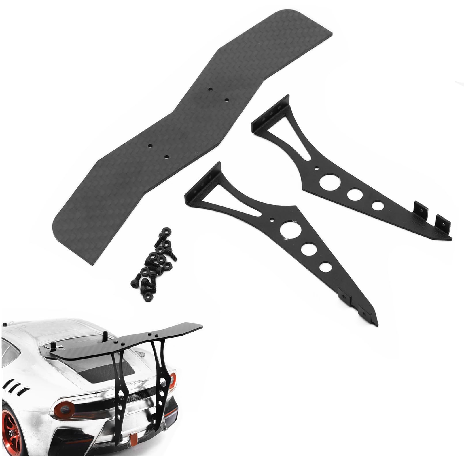

SHEAWA Rear WingTail Wing for Tamiya TT-02XV-01, Carbon Fiber, Durable, Improves Driving Stability, Rear Spoiler, Modified Part, Accessory