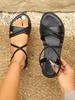 Women's shoes large size 2025 summer wear Internet celebrity tide weaving flat bottom fashion vacation beach shoes pinch sandals