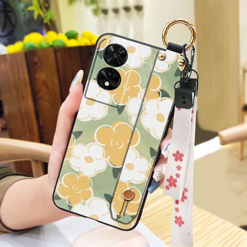 Fashion Design Oil Painting Phone Case For TCL 505/T509K/T5094 Wrist Strap Lanyard Anti-dust Silicone Waterproof Durable