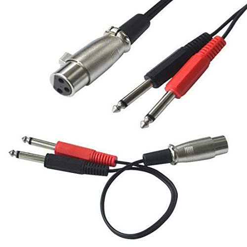 XLR Female to 6.35mm Mono Male Audio Y Splitter Cable, 1 XLR Female to 2 Dual 6.35mm Male 30cm (1.5m/3m) Stereo Mic Audio Converter Adapter Cable
