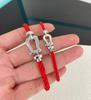 High Quality Luxury Freded Horseshoe Buckle Bracelet Red/Black Nylon Rope U-shaped Buckle Bracelet Men's and Women's Bracelets