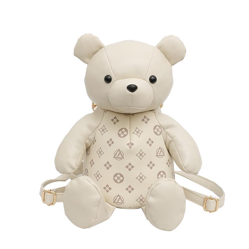 

Рюкзак у корейському стилі з ведмедиком великої місткості: Рюкзак-трансформер на одне плече для дівчат середньої та старшої школи бежевий