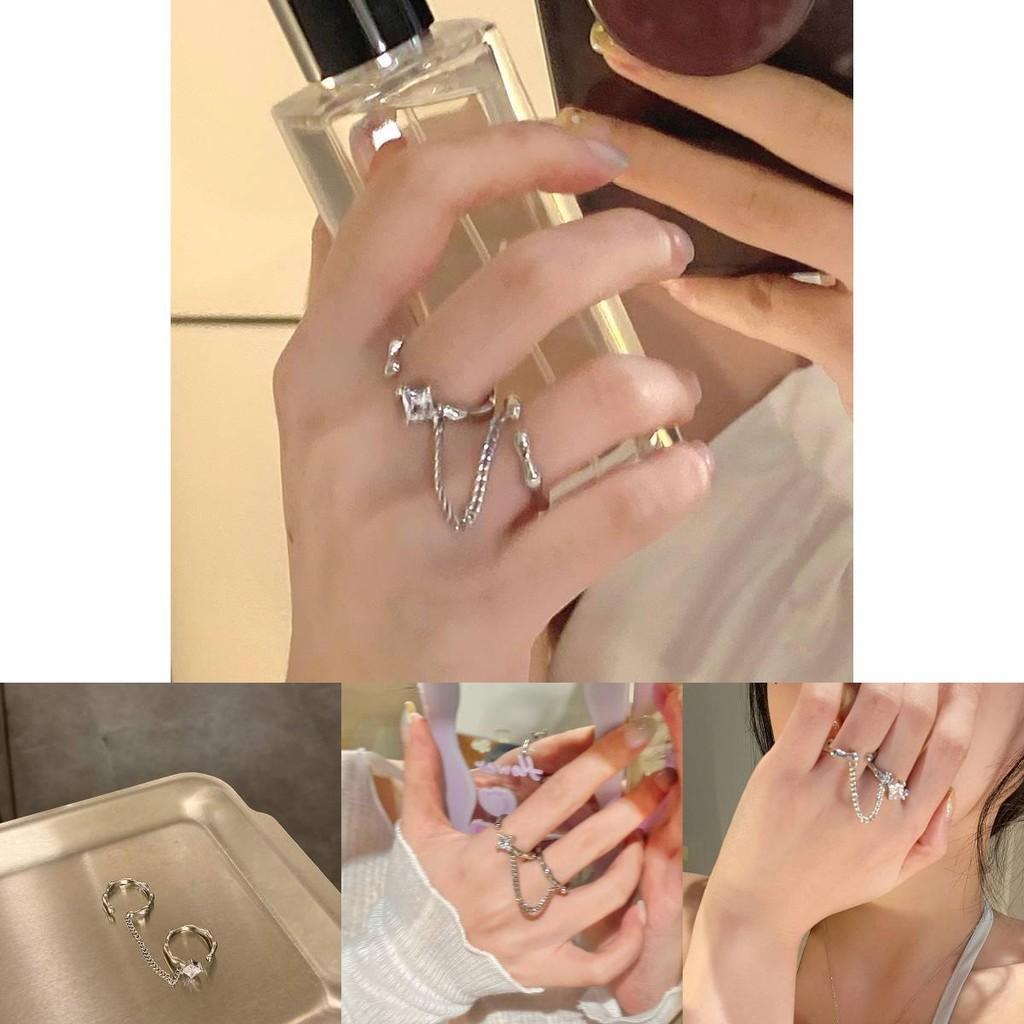 Exquisite Adjustable Open Ring With Geometric Design And Brilliant Zirconia For Women Trendy