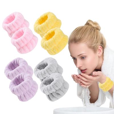 4 Pairs Wrist Spa Wash Band  Color Wrist Wash Towel Band Absorbent Wristbands Wrist Sweatband for