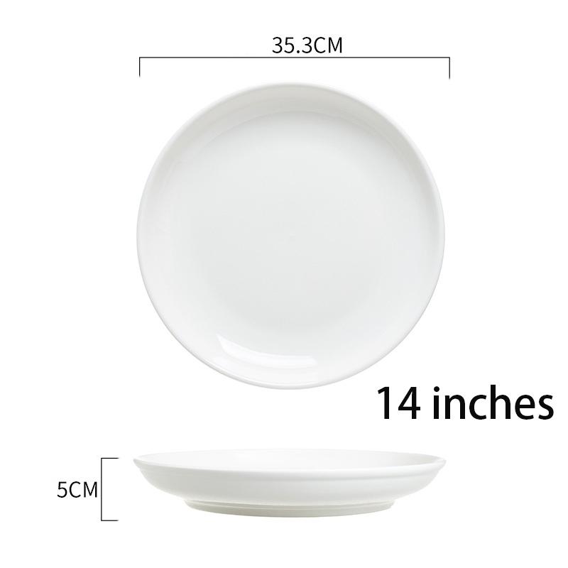 

Круглая белая меламиновая обеденная тарелка, подносы для стейков в стиле вестерн, посуда для десертов на кости, пластиковая имитация фарфора 35cm/14inch
