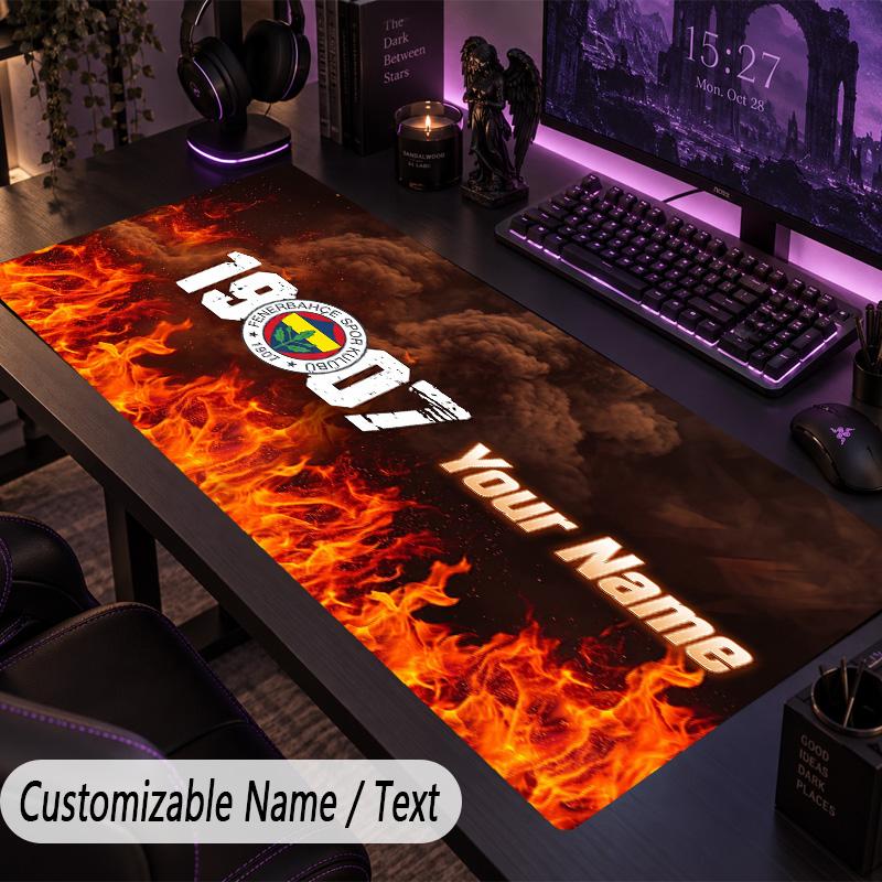 Custom Text Big Mousepad, Extended Desk Pad For Laptop Work GameFenerbahçe FC
