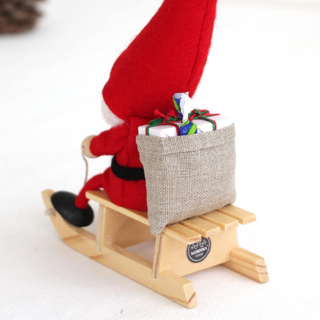 NORDIKA Nisse Christmas Wooden Doll On a Sleigh Red (Santa / / NRD120072)