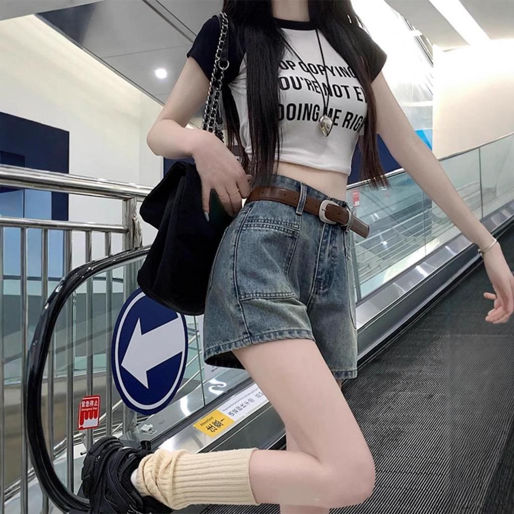 Women's Retro A-Line Wide-Leg Denim Shorts, Summer 2025: Slimming, High-Waisted, Trendy, Loose-Fit Hot Pants for Students