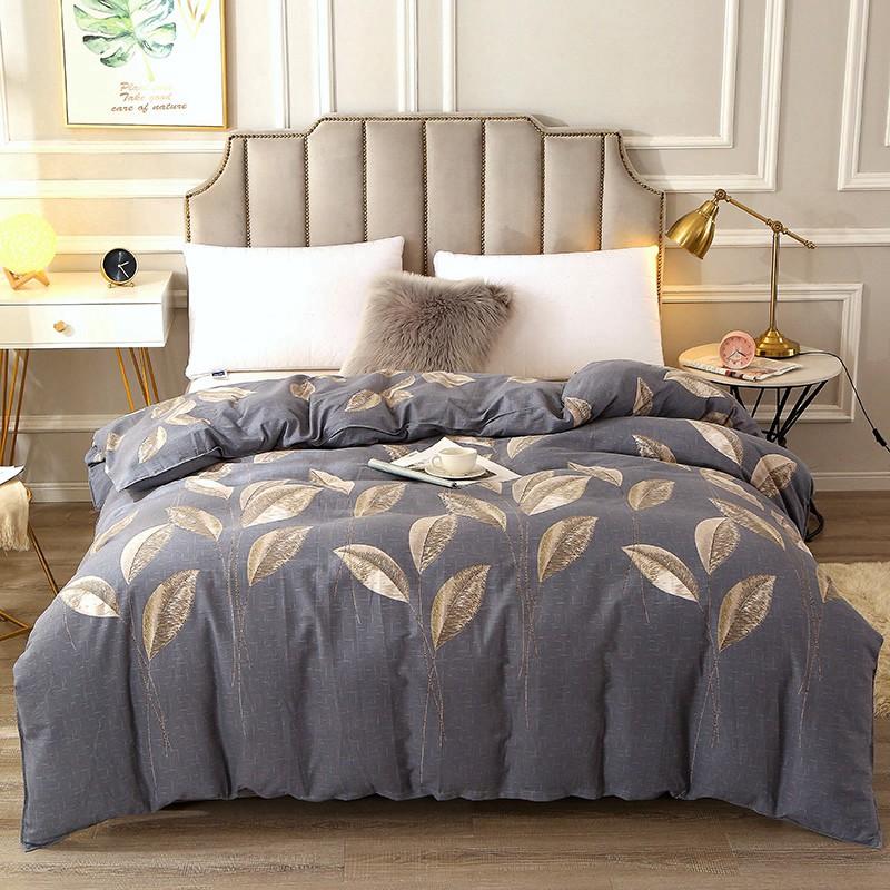 Luxury Flower Style Cotton Duvet Cover Skin-friendly Soft Bedding White Floral Botanical Pattern Comforter Cover with Zipper