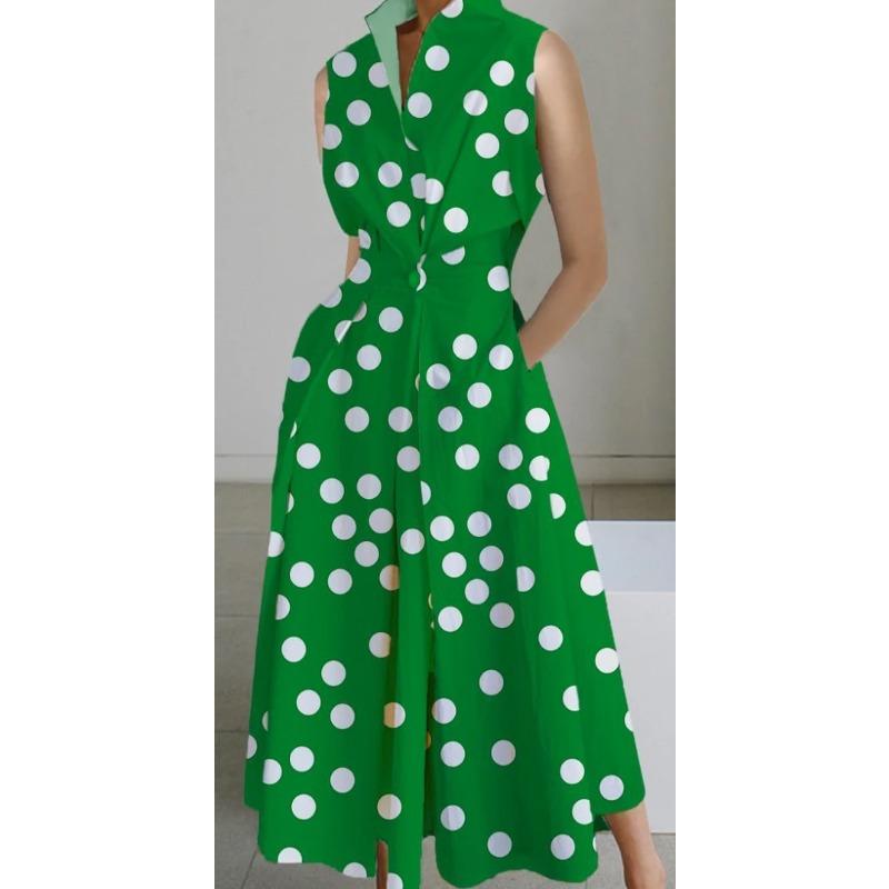 Dress summer new commuter fashion solid color V-neck women's button pendulum dress