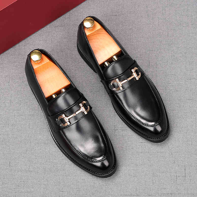Fashion Fashion New Arrival Men White Black Metal Button Wedding Dress Shoes Male Casual Flats Loafers Homecoming Prom Zapatillas Hombre