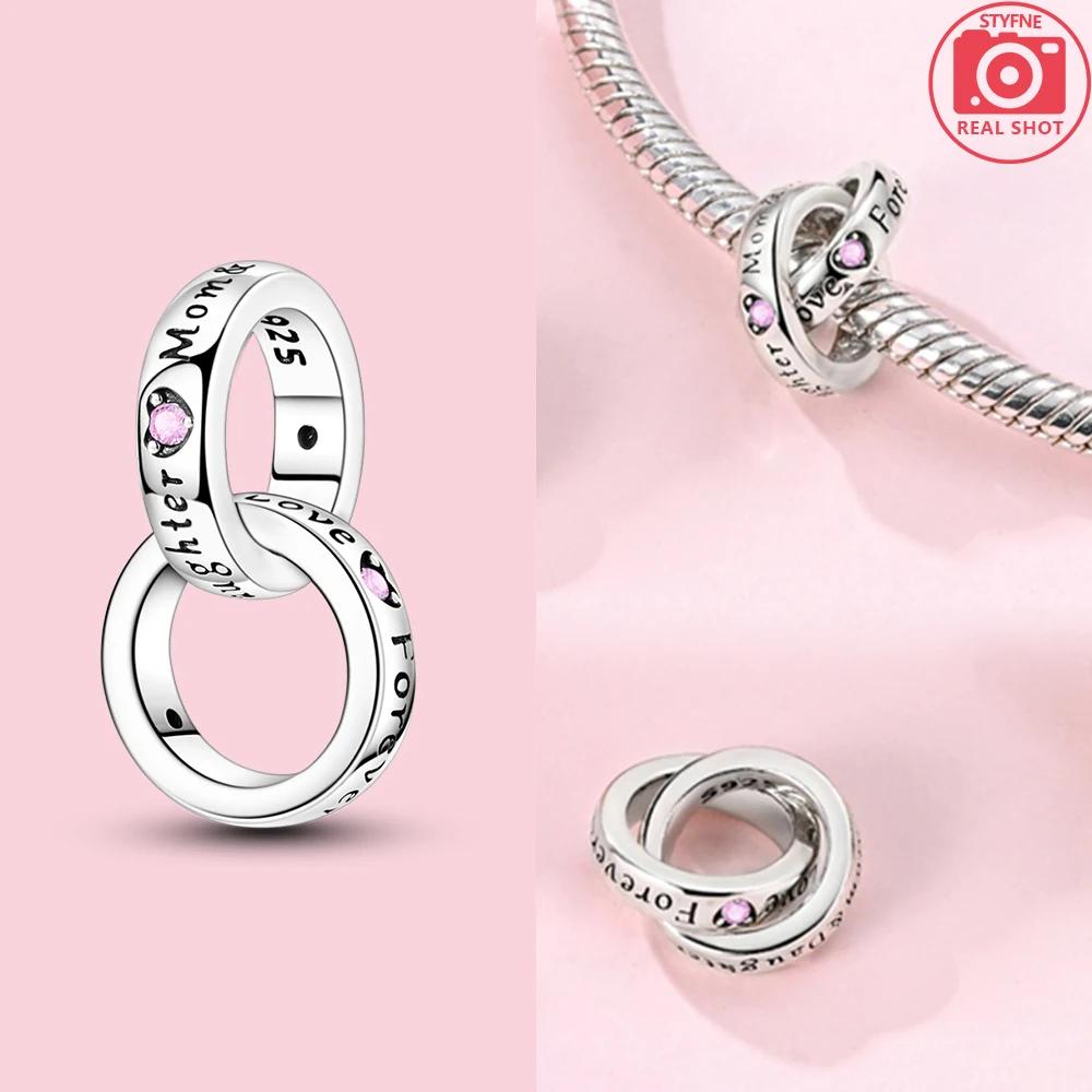 Authentic Mothers Day Pink Heart Mom Charm Bead Charms Compatible With Copper Bracelets Women Jewellery Diy Fine Material Making Up