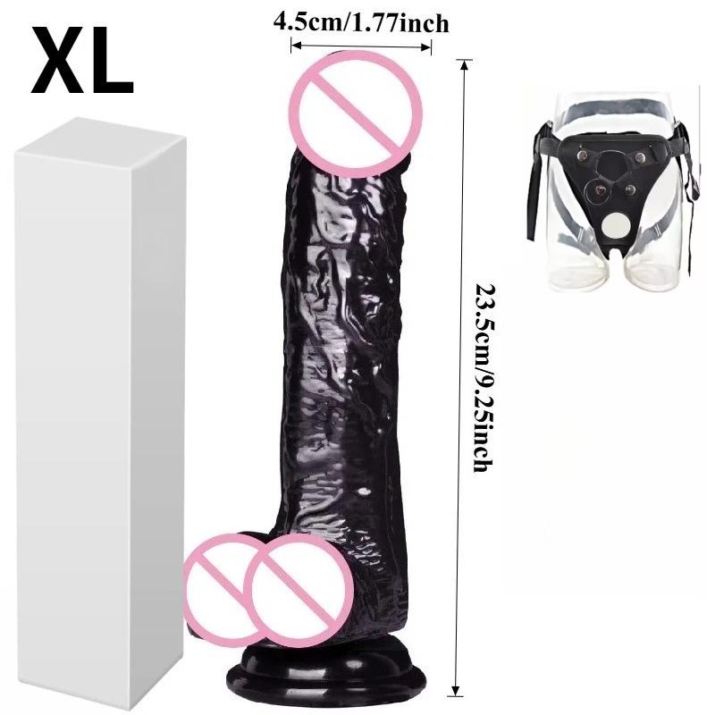 Realistic Black Wear Strap On Anal Plug G-Spot Masturbators Suction Cup Big Penis Butt Plug Long Dick Adult Sex Toy for Women18+