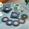 1pc Retro Vinyl Record Coaster Set with Storage Stand - Heat-Resistant, CD-Shaped Drink Mats for Coffee & Tea Cups