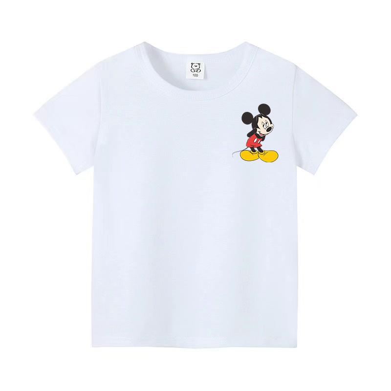 New Childrens ShortSleeved TShirt Fashionable Mouse Print Kids Solid Color Cotton Soft Clothes Boys and Girls Tops