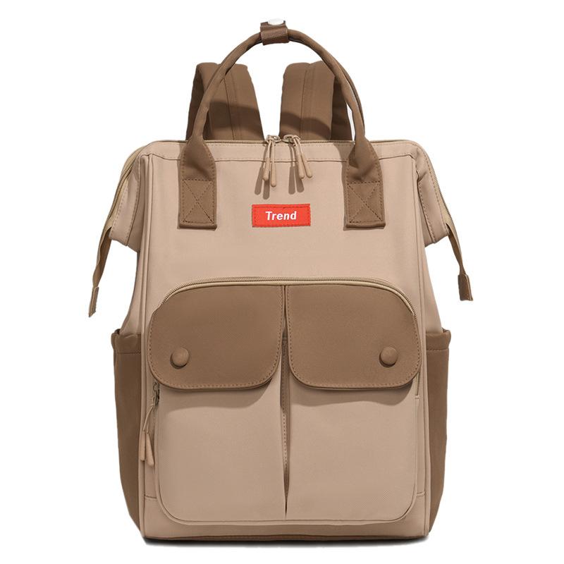 Colorblock Nylon Convertible Backpack with Dual Front Flap Pockets Top Handle Casual Daypack for Women Daily