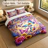 Butterfly Theme Personalized 3Pcs Bedding Set Custom Text & Name 1 Sheet 2 Pillowcases Household Bedding 1pc