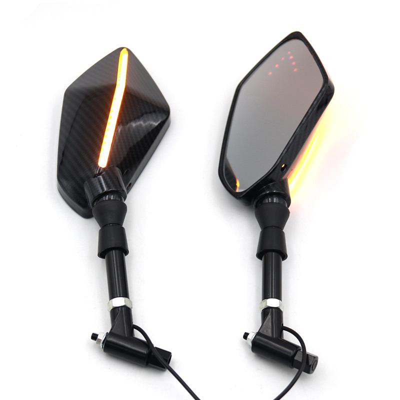 Universal Motorcycle Rearview Mirror with LED Turn Signal for Street Bikes, Cruisers, and Scooters