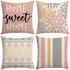 New Style Pillowcase Nordic Simple Geometric Bohemian Pink and Gray Text Sofa Pillowcase