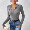 IHUASU Pure Colour Slim Fashion Bodysuit Autumn and Winter Hooded Pit Stripe Bodysuit