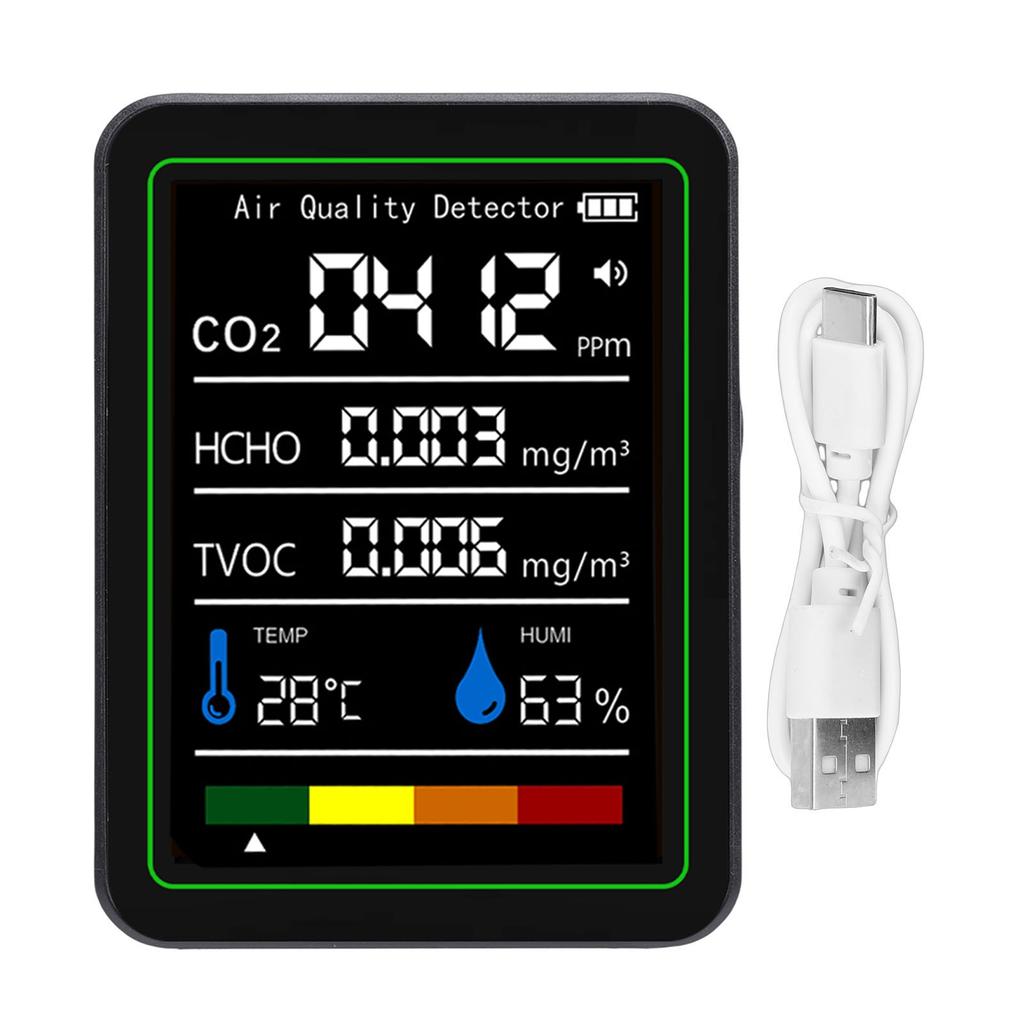 5 in 1 Air Quality Detector CO2 TVOC HCHO Temperature Humidity Tester Real Time Accurate Detection Air Quality Meter