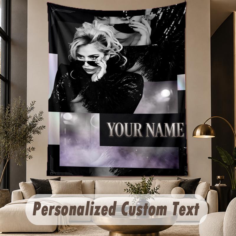 Custom Text Printed Tapestry Lady Gaga Pattern Large Wall Hanging Indoor Room Decor