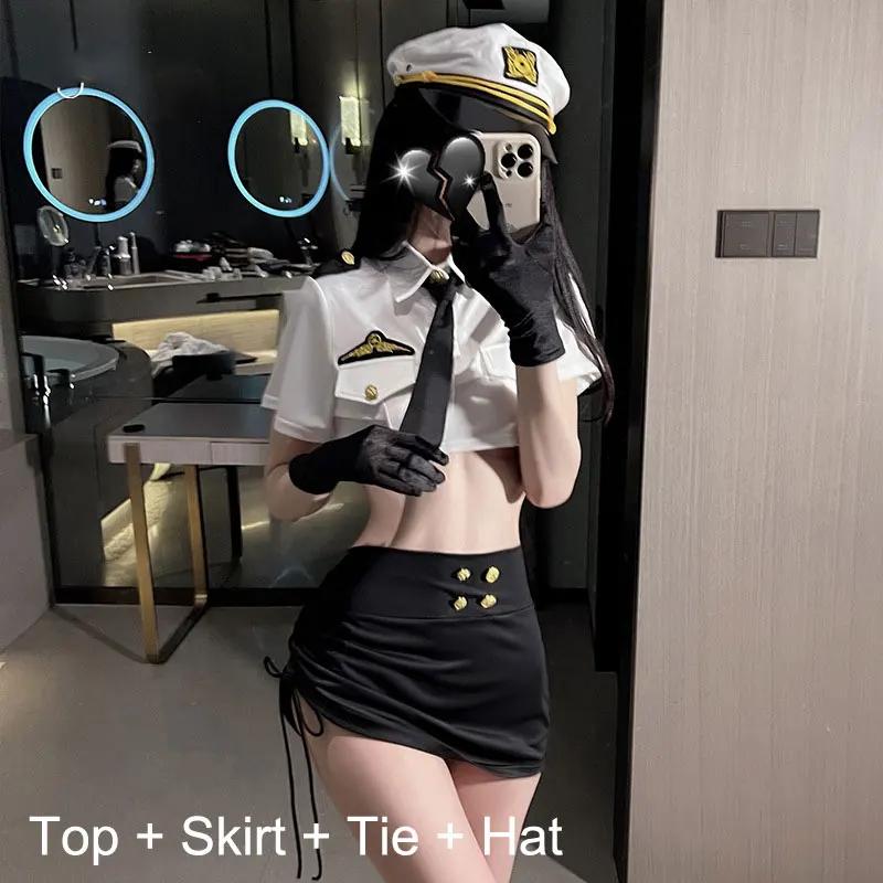 JIMIKO woman sexy cosplay stewardess costume skirt waistless temptation female pilot professional hot lingeries erotic outfit