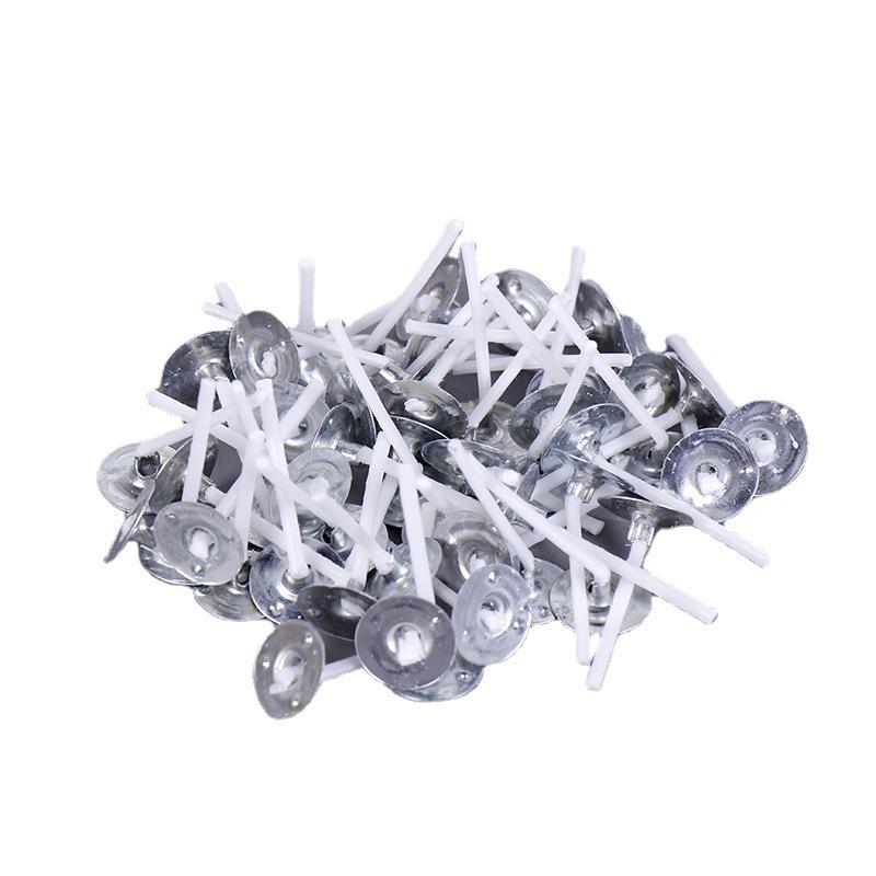 50-Piece Pack of Tightly Woven Candle Wicks with Galvanized Base, Sized 2.6-20cm and Wax Core for Ghee Lamps