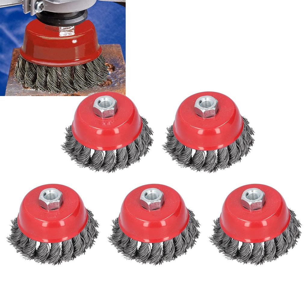 Strong Cup Brushes for Disc M10 Powerful Abrasive Steel Wire Cup Wire Outer Diameter 75mm 5-Pack Grinders, Thread, Brushes, Brushes,